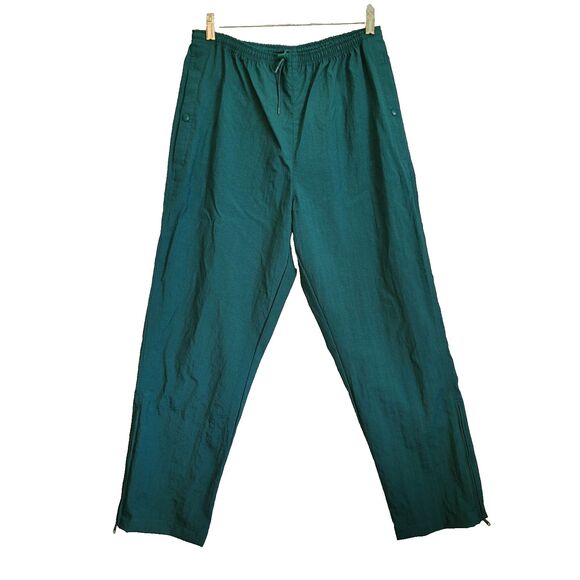 Lands End Athletic Joggers Women Medium Nylon Track Pants Green Windbreaker - Picture 1 of 10